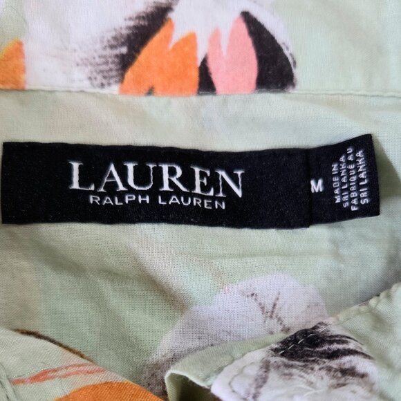 Lauren Ralph Lauren 100% Cotton Sage Green Floral Button-Up Shirt Romantic - Picture 7 of 9
